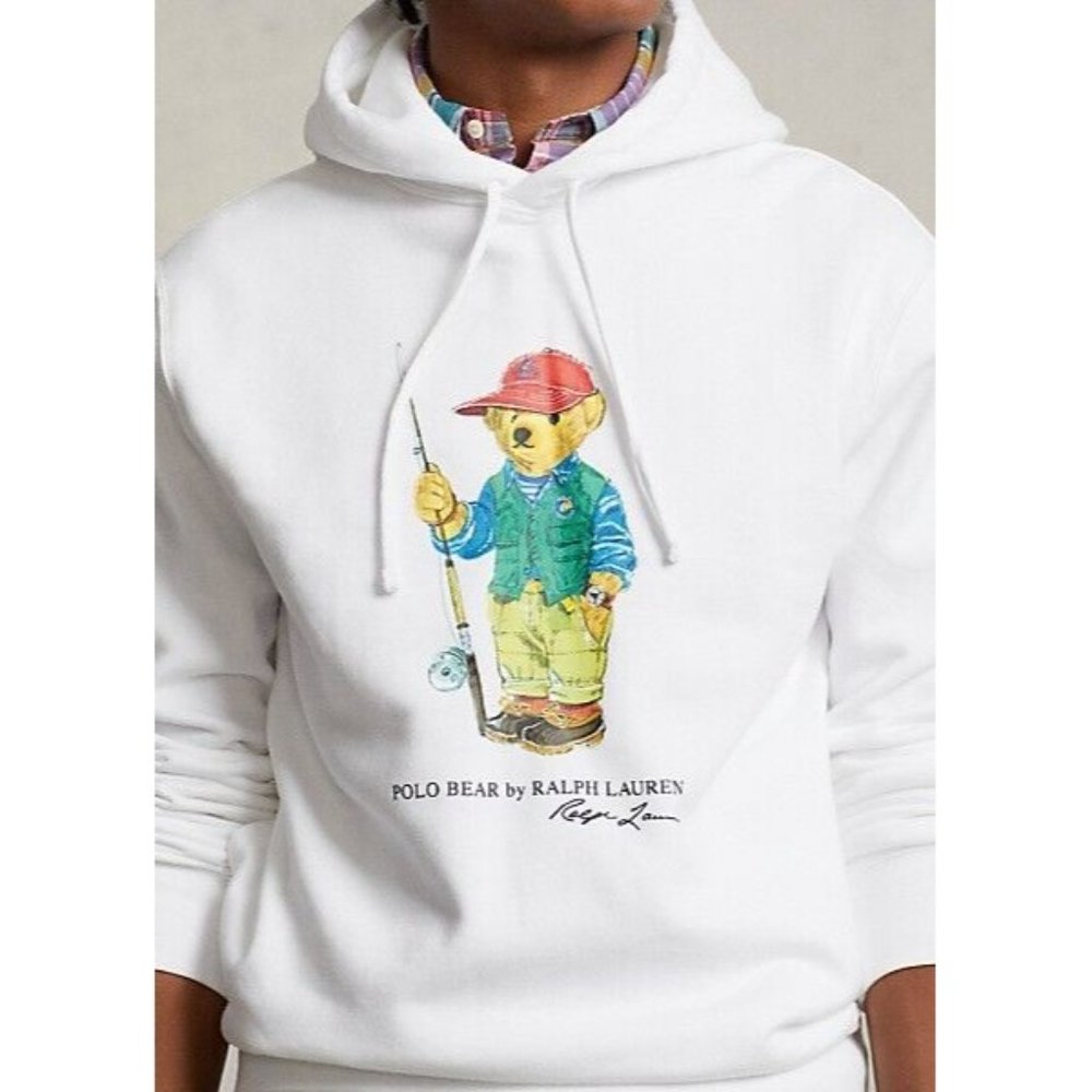 $228 - POLO RALPH LAUREN POLO BEAR Fisherman Fleece Hoodie White Size XXL - Picture 2 of 9